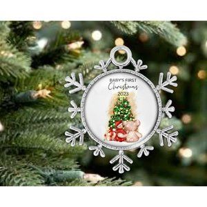 2023 Baby 1st Christmas Silver Snowflake Christmas Ornament New Gift Idea